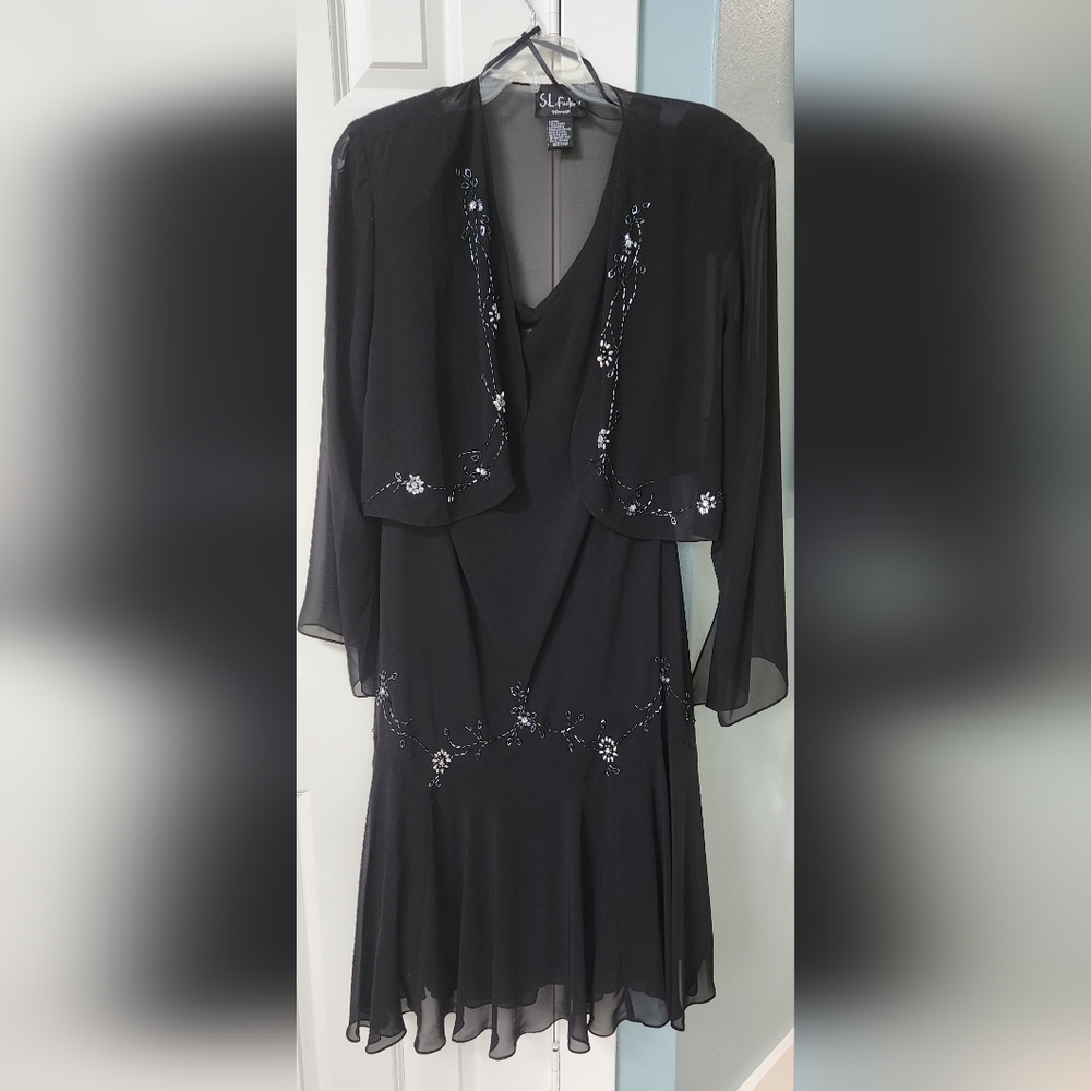 Black dress size 24 with beading and cover up
